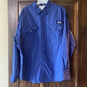 World Wide Sportsman Navy Blue Long Sleeve Angler Shirt Size L